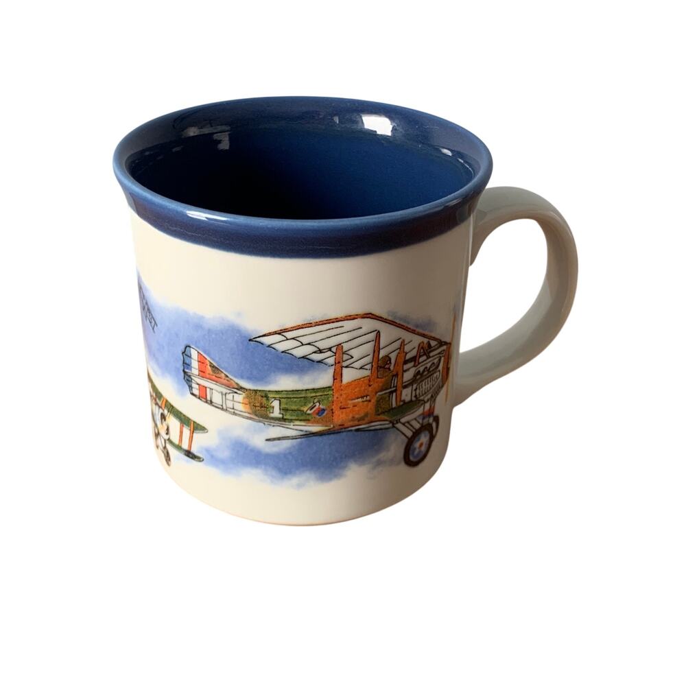 Otagiri Coffee Mug Bi-Plane Airplanes Japan Vtg Ceramic Kurt R Krese Aviation